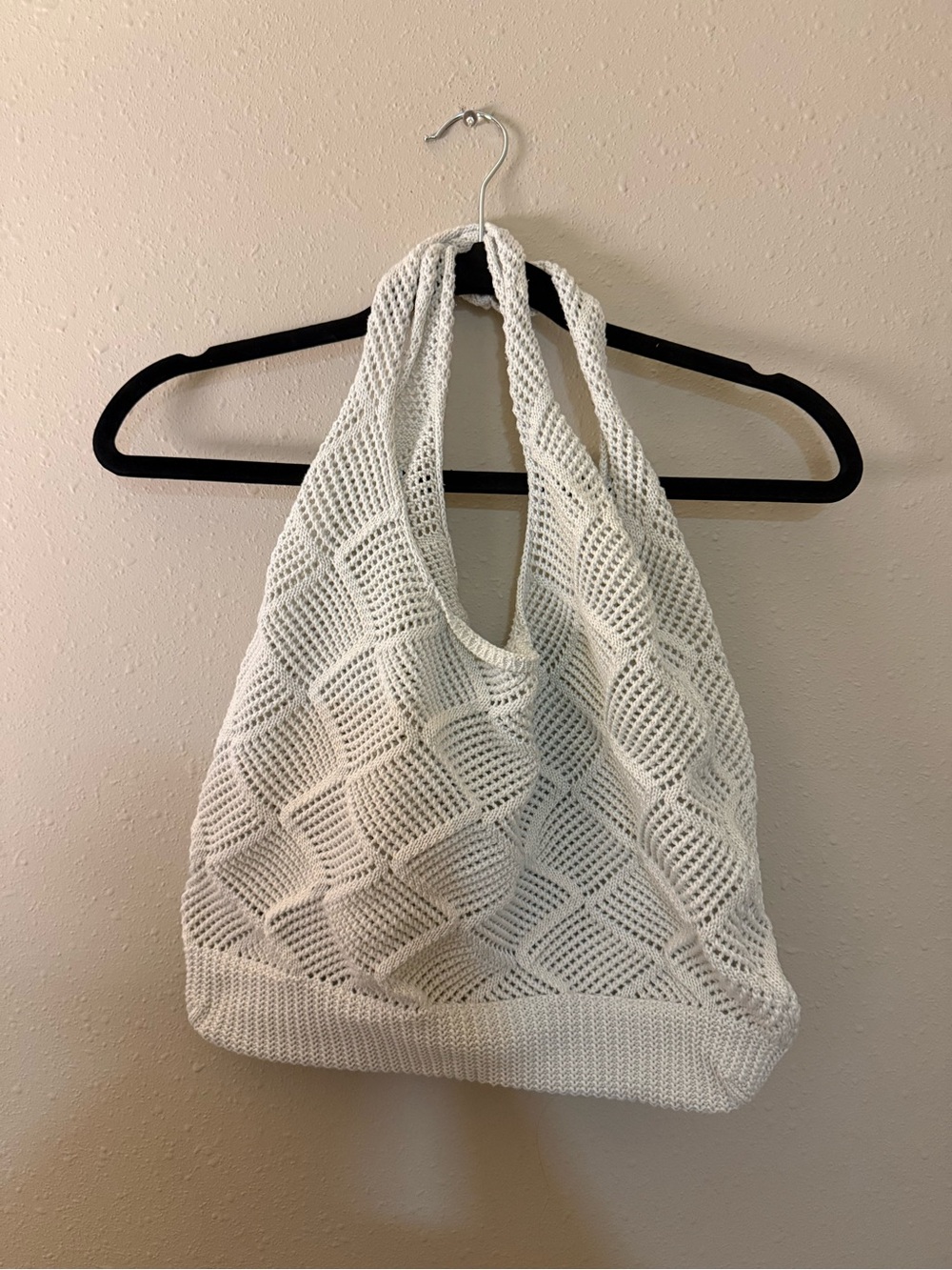 White Crochet Tote Bag - Lightweight Summer Shoulder Bag